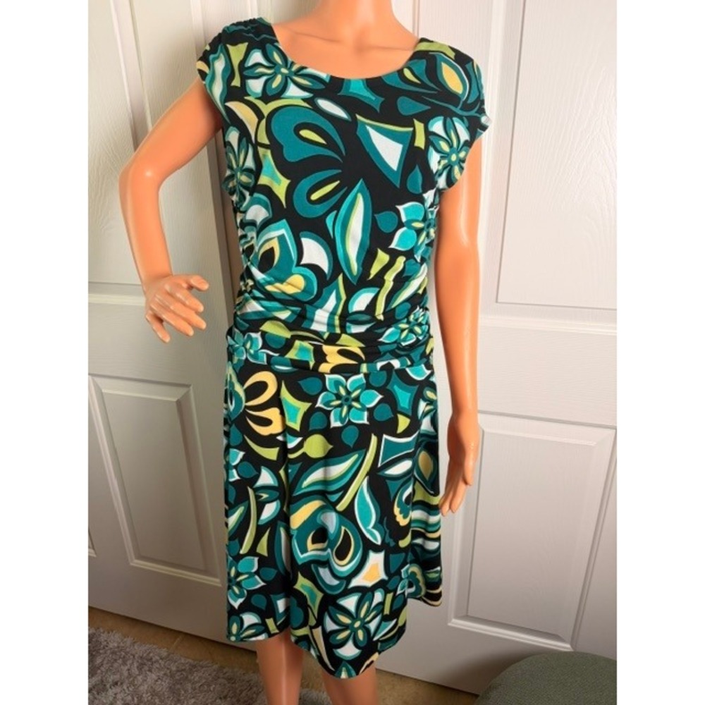Enfocus Petite capped sleeve midi poly-spandex dress Size 14P
